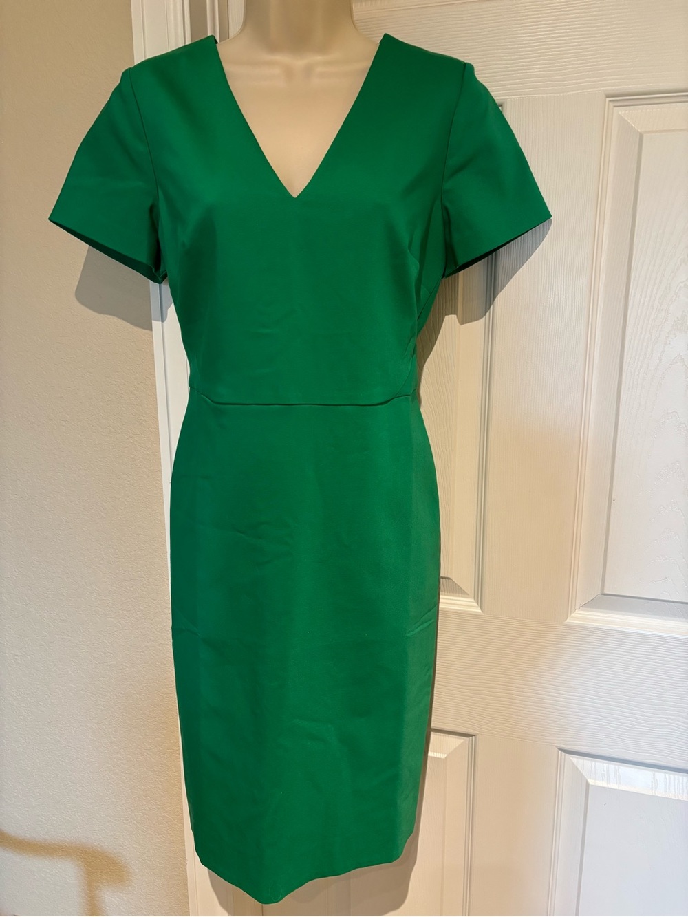 J Crew Green V Neck Short Sleeve Dress